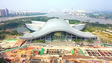 4k航拍广州广东科学中心异形建筑视频的预览图